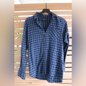 Madewell Navy and Black Checkered Women’s Flannel Shirt